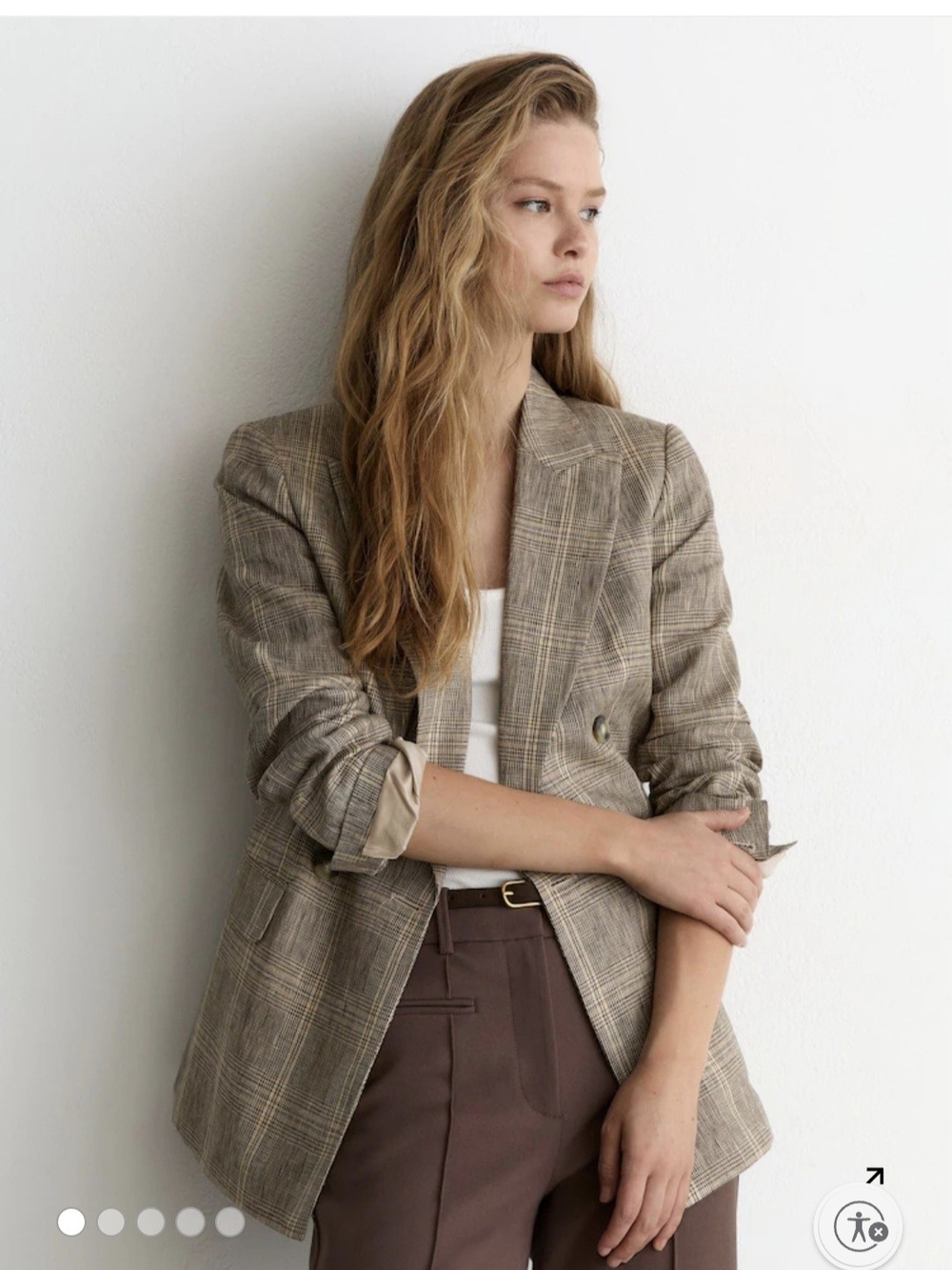 Reiss Sybil Linen Double Breasted Check Blazer 4 $498